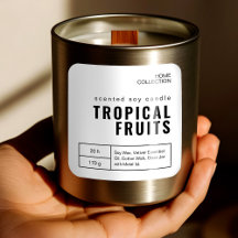 Minimalist White & Black  Candle Labels Stickers 