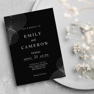 Minimalist white black geometric Wedding Invitation