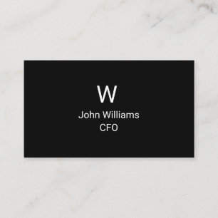 Minimalist White Black Monogram Business Card