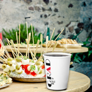 Minimalist white black red graduation paper cups