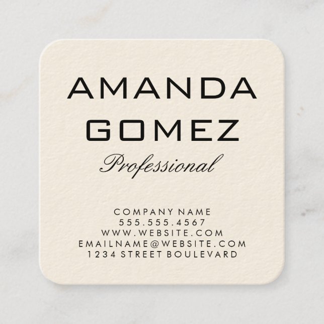 Minimalist White Black Square Business Card (Front)