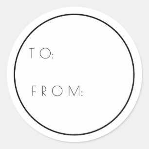 Minimalist White Black To And From Christmas Gift Classic Round Sticker