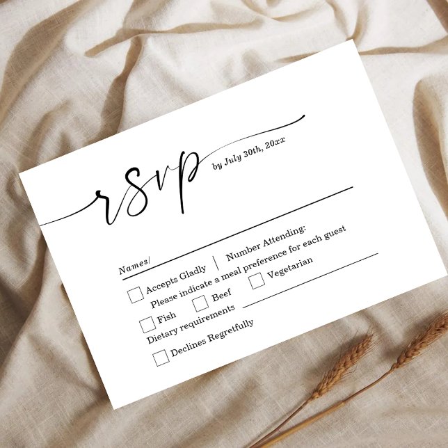 Minimalist White & Black Wedding RSVP Card (Creator Uploaded)