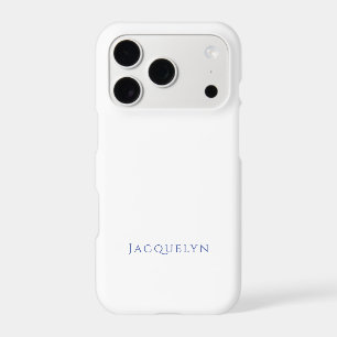 Minimalist White Blue Plain Elegant Modern Name