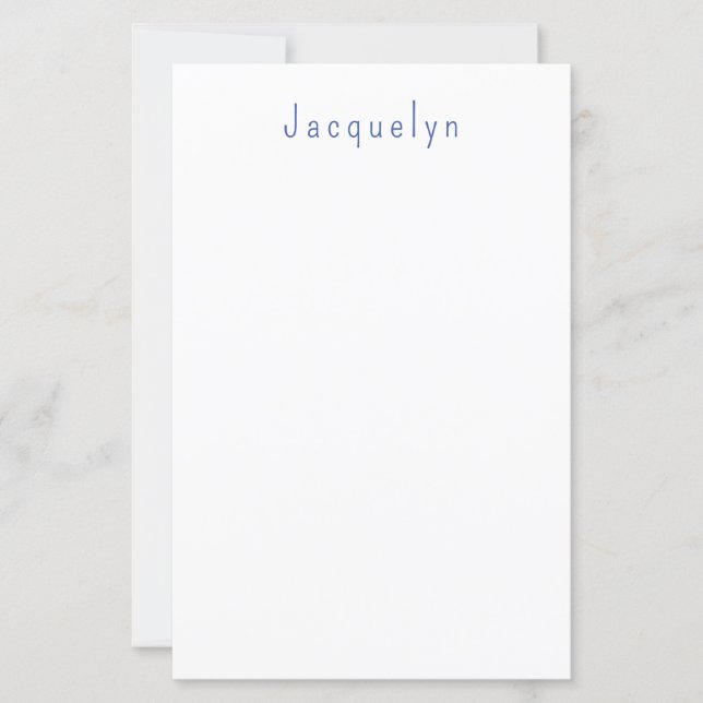 Minimalist White Blue Plain Elegant Modern Name (Front)