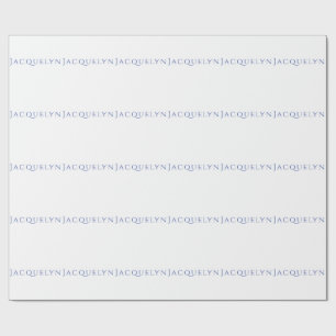 Minimalist White Blue Plain Elegant Modern Name Wrapping Paper