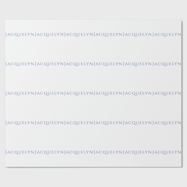 Minimalist White Blue Plain Elegant Modern Name Wrapping Paper (Flat)