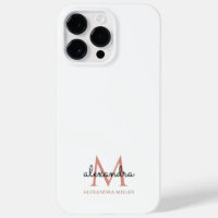 Minimalist White Blush Pink Black Monogram Name