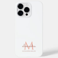 Minimalist White Blush Pink Monogram Name