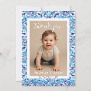 Minimalist White Border Birthday Party Photo Card