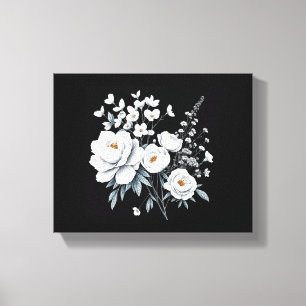 Minimalist White Botanical Flower Canvas Elegant Print