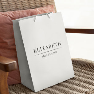 Minimalist White Bridesmaid Gifts Elegant Wedding Medium Gift Bag