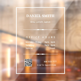 Minimalist White Business Office Hours QR Code 