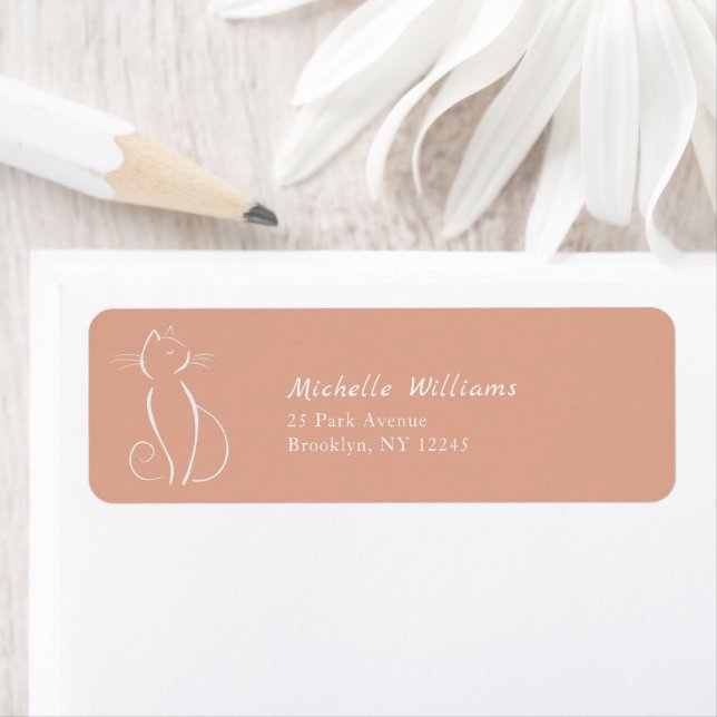 Minimalist White Cat On Pink Add Name Label (Insitu)