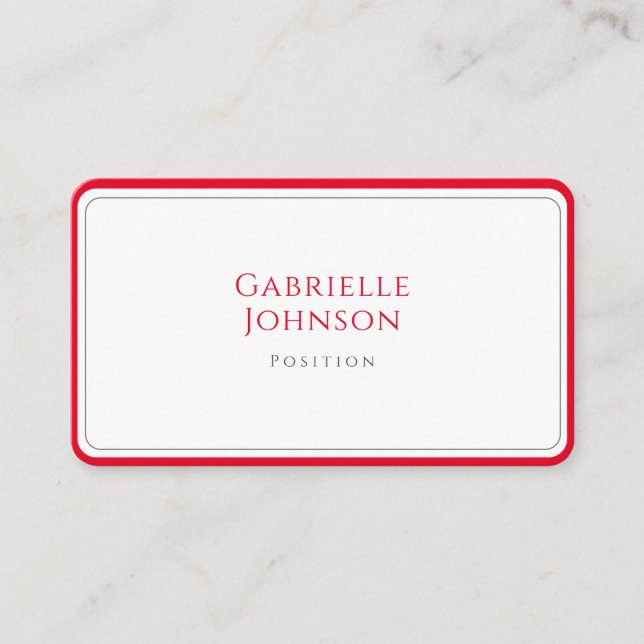 Minimalist White Cherry Red Simple Bold Elegant Business Card (Front)
