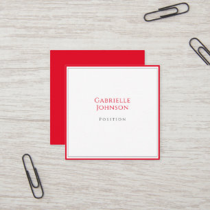 Minimalist White Cherry Red Simple Bold Elegant Square Business Card