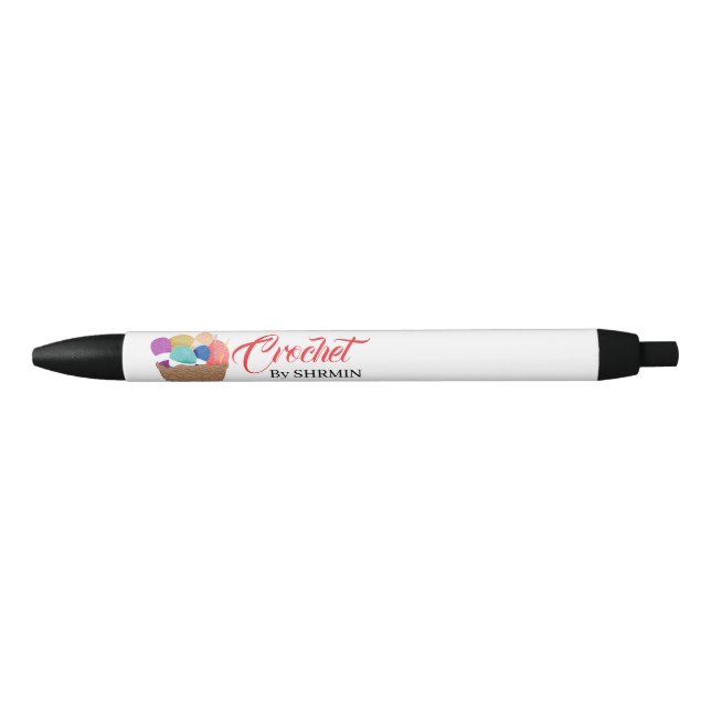 Minimalist white Crochet  Black Ink Pen (Front)