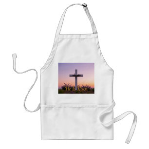 Minimalist white cross adorned with lavender  standard apron