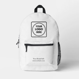 Minimalist White   Custom Business Logo Design Printed Backpack