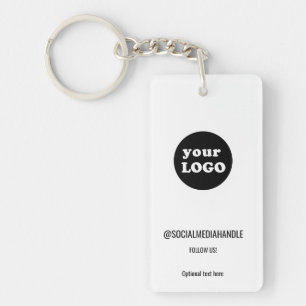 Minimalist White Custom Business Logo Key Ring