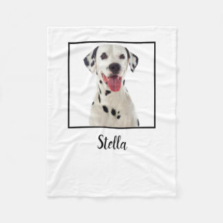 Minimalist White Custom Dog Photo Fleece Blanket