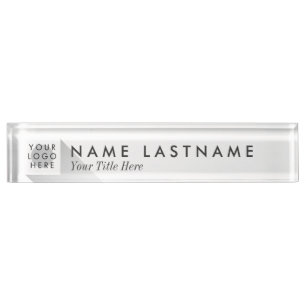 Minimalist White Custom Logo Desk Nameplate