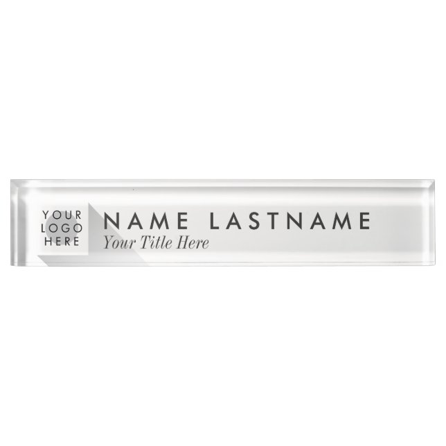 Minimalist White Custom Logo Desk Nameplate (Front)