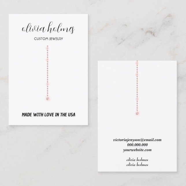 Minimalist white diamond jewellery business card (Front/Back)