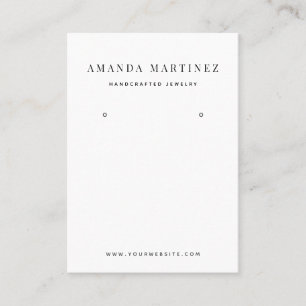 Minimalist White Earring Display Business Card
