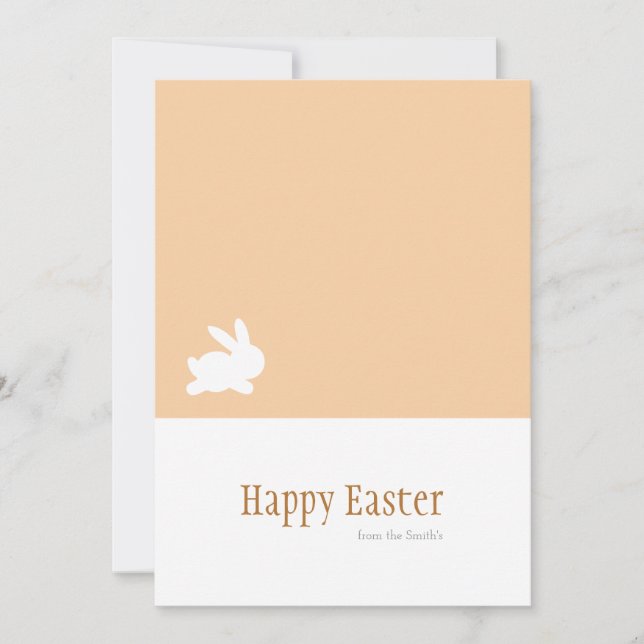 Minimalist White Easter Bunny Happy Easter Holiday Card (Front)