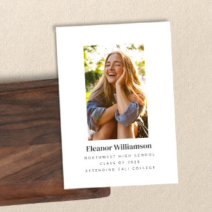 Minimalist White Elegant Photo College Graduation Announcement