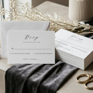 Minimalist White Elegant Wedding RSVP Card