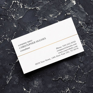 Minimalist White Faux Copper Line Consultant Business Card