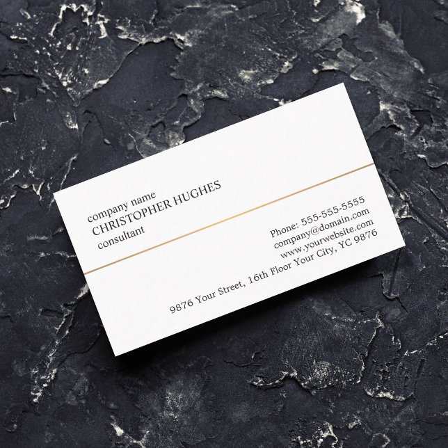 Minimalist White Faux Copper Line Consultant Business Card (Creator Uploaded)