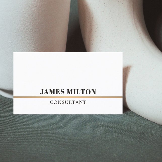Minimalist White Faux Copper Line Consultant Business Card (Creator Uploaded)