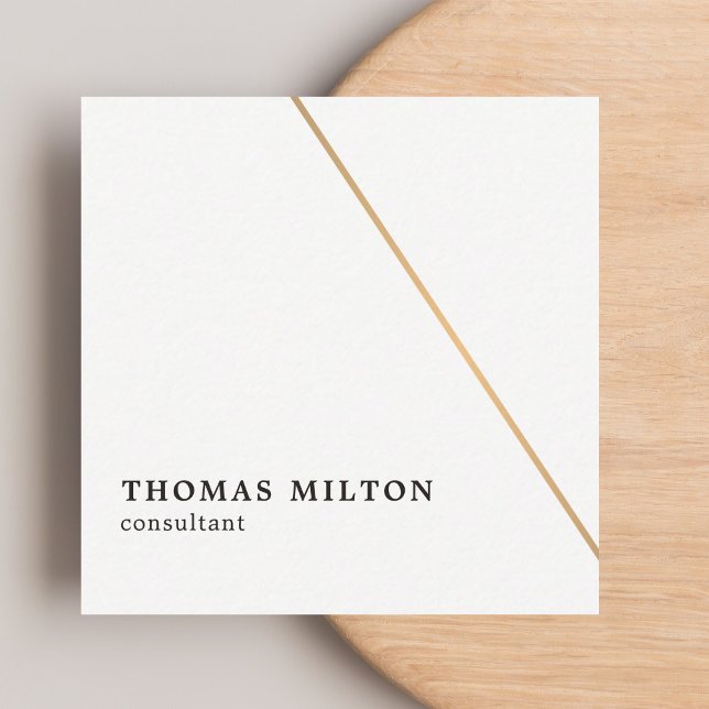 Minimalist White Faux Gold Line Consultant Square Business Card (Creator Uploaded)