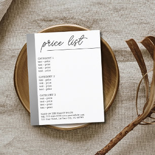 Minimalist White Faux Silver Line Beauty Menu
