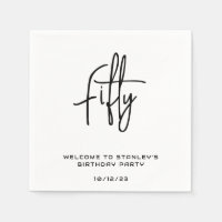 Minimalist White Fifty Birthday Party