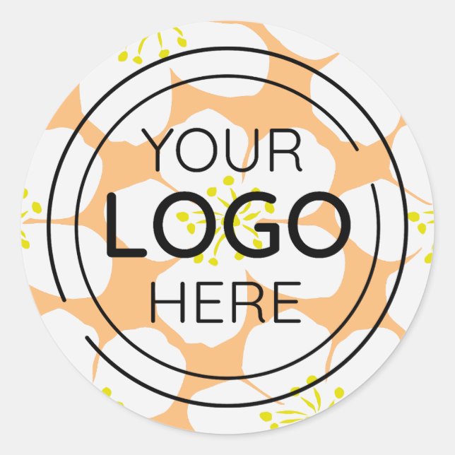 Minimalist White Floral Pattern Classic Round Sticker (Front)