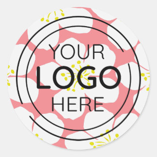 Minimalist White Floral Pattern Classic Round Sticker