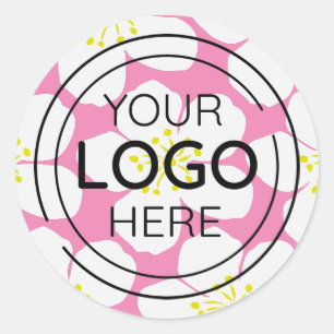 Minimalist White Floral Pattern Classic Round Sticker