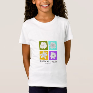 Minimalist White Flowers Pop Art Graphic Design T-Shirt