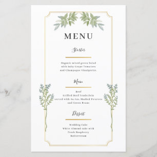 Minimalist White Frame Gold Menu