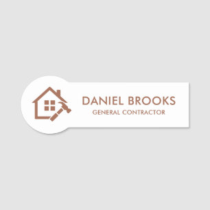 Minimalist White General Contractor Name Tag