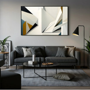Minimalist White Geometry Shapes Canvas Print