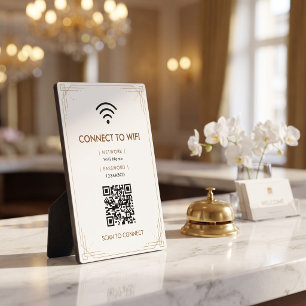 Minimalist White Gold Art Deco Wifi Plaque