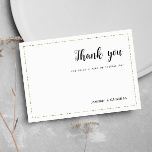 Minimalist white gold calligraphy Thank You Invitation