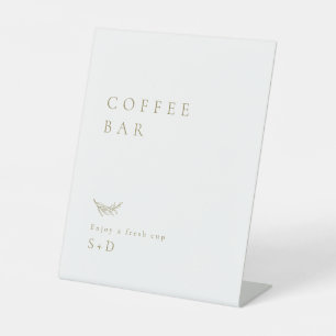 Minimalist White Gold Coffee Bar Wedding Sign