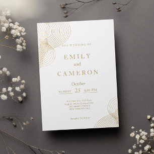 Minimalist white gold geometric Wedding Invitation