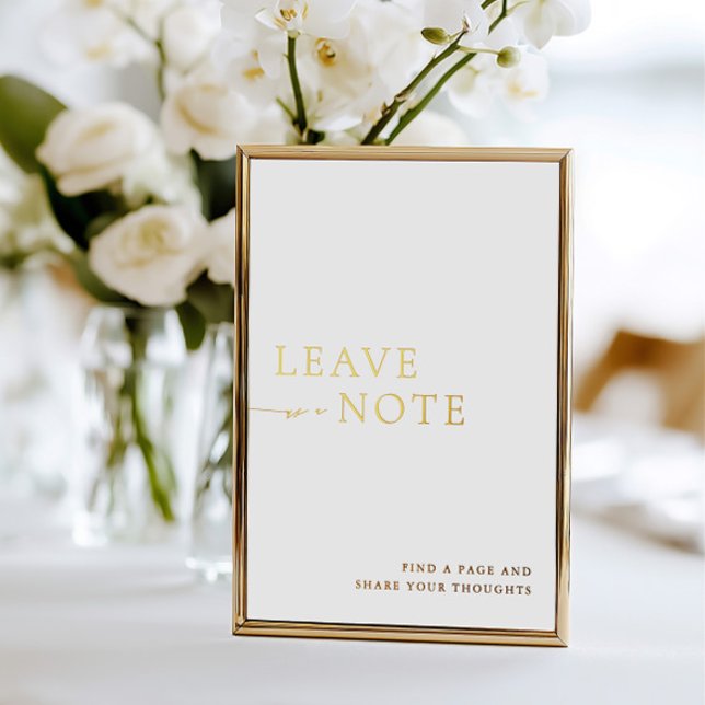 Minimalist White & Gold Guest Book Sign (Minimalist White & Gold Guest Book Sign Foil)